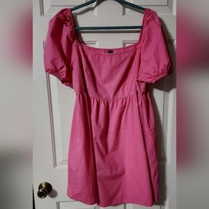 SHEIN Curve size 2XL Bright Pink cotton dress with Puffy cap sleeves.